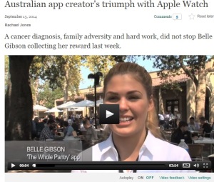 Noticia anunciando la inclusión de la app de Gibson en el Apple Watch